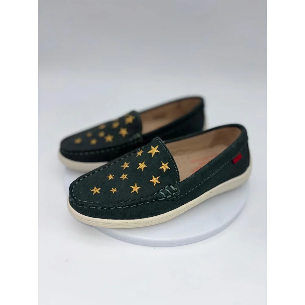 MARC JOSEPH New York Kids‎ Suede Loafer Shoe Dark Green Star Leather 12 NEW